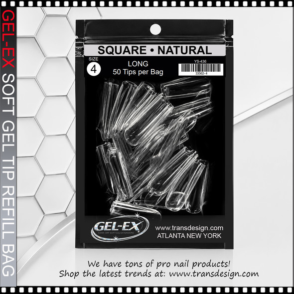 GEL-EX Square, Long, Natural Refill #4 50/Bag