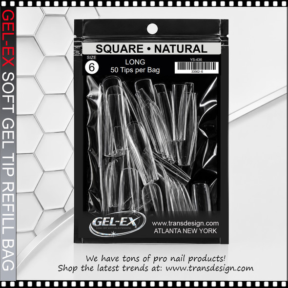 GEL-EX Square, Long, Natural Refill #6 50/Bag