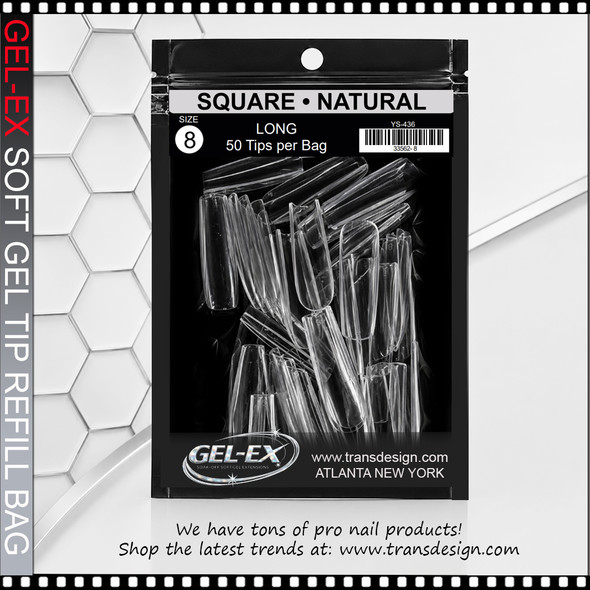 GEL-EX Square, Long, Natural Refill #8 50/Bag
