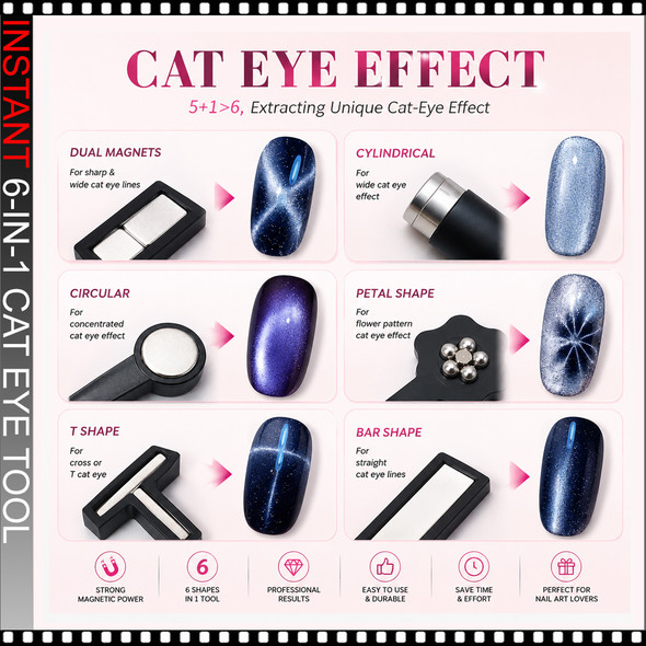 INSTANT 6-IN-1 STRONG MAGNETIC for Cat Eye, Pink