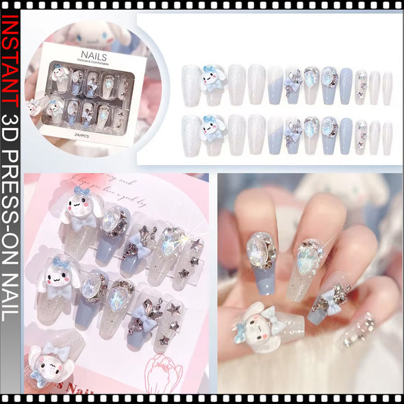 INSTANT 3D Kawaii / Sweet Fantasy / Ice Blue Press-On Nails 24/Pack