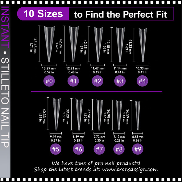 INSTANT TIP Stiletto, X-Long, Half Cover 500/Case