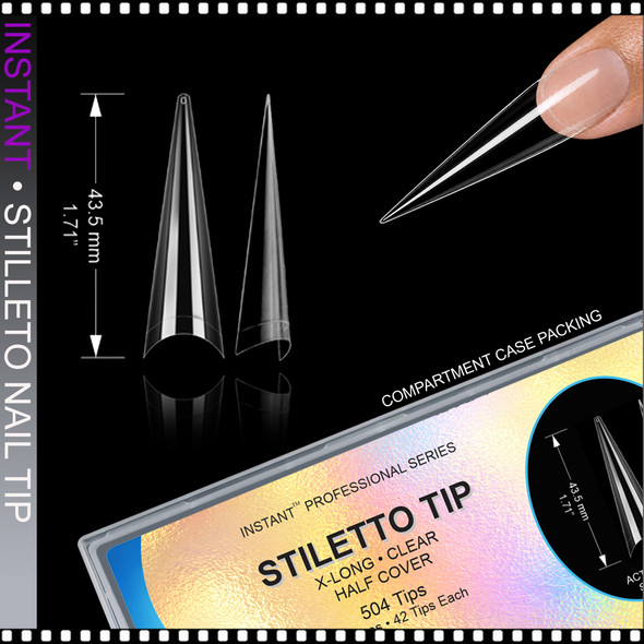 INSTANT TIP Stiletto, X-Long, Half Cover 500/Case