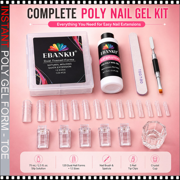 EBANKU POLY GEL FORM Toe Nail Kit