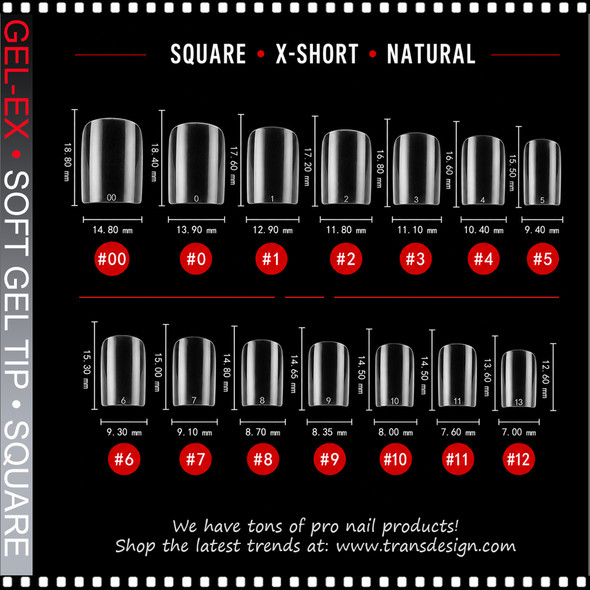 GEL-EX Square, X-Short, Natural, 50 Tips/Bag