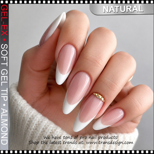 GEL-EX Almond, Long, Natural, 50 Tips/Bag