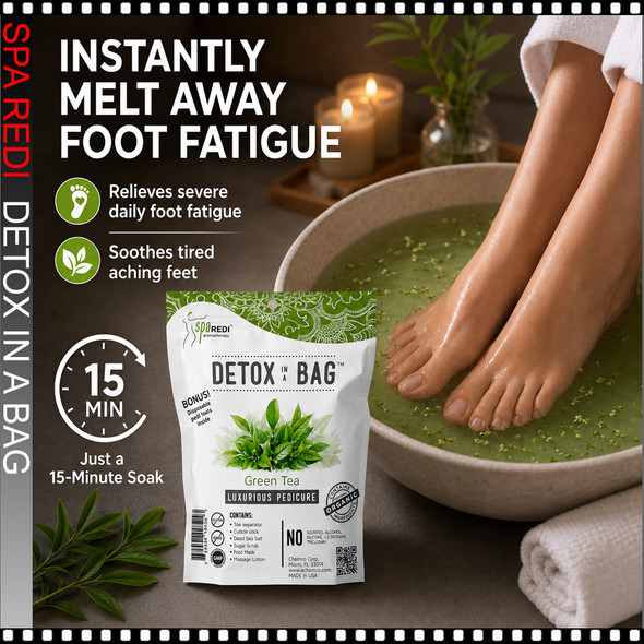 SPA REDI Detox In A Bag, Green Tea, Luxurious Pedicure 64pcs/Box