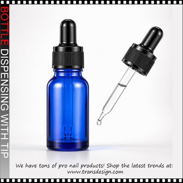 GLASS BOTTLE Cobalt Blue with Dropper 0.5oz.