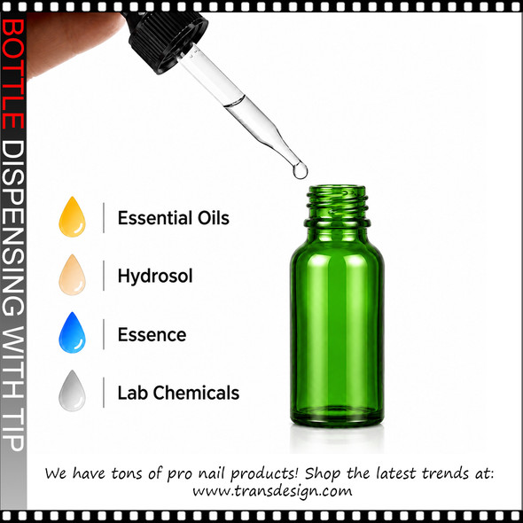 GLASS BOTTLE Green with Dropper 0.5oz.