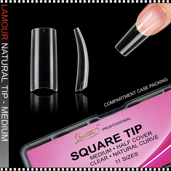 INSTANT LAMOUR EDEN Square, Medium, Clear &  Curve 550 Tips/Box