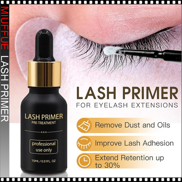 MIUFFUE Waterproof Lash Primer for Eyelash Extensions 0.51oz.