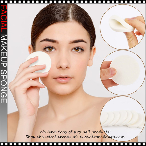 FACIAL White Round Makeup Sponge 2.17" Diameter 5/Pack