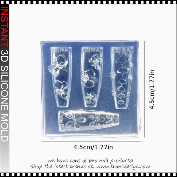 3D SILICONE MOLD Flowers, Leaves & Pearl Frame Designs