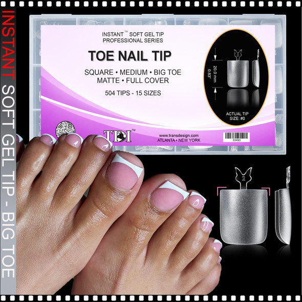 INSTANT SOFT GEL TIP Big Toe, Square, Full Cover, Matte 540/Case
