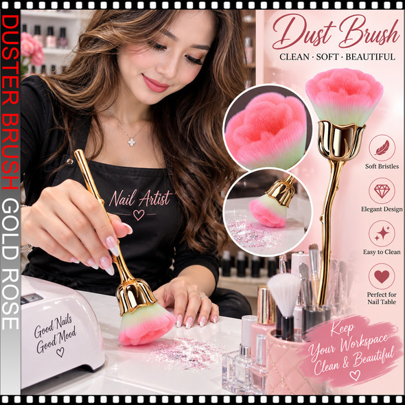 DUSTER Brush Gold Rose/Pink 6.25" Long