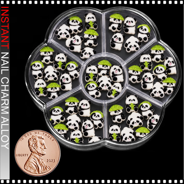 NAIL CHARM RESIN 3D PANDA ASSORTED 50/CASE