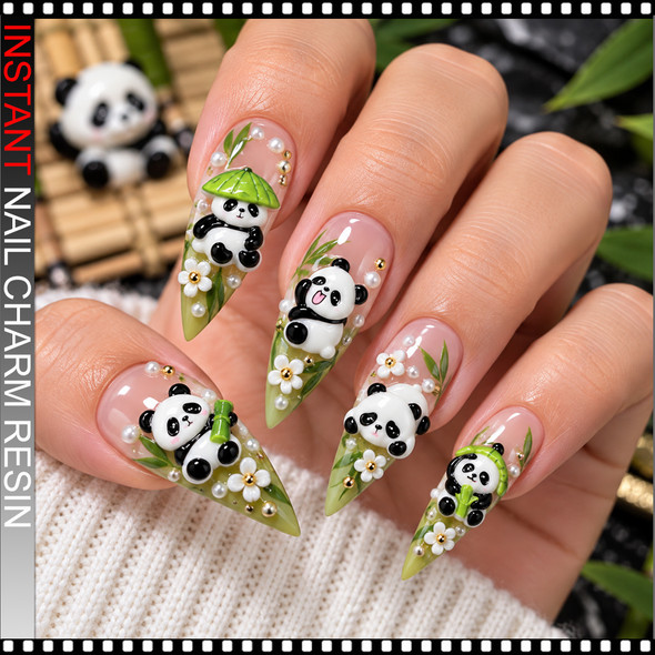 NAIL CHARM RESIN 3D PANDA ASSORTED 50/CASE
