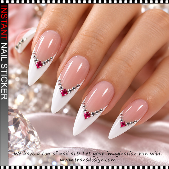 NAIL STICKER RHINESTONE FUCHSIA V-SHAPED 20 PIECES/SHEET