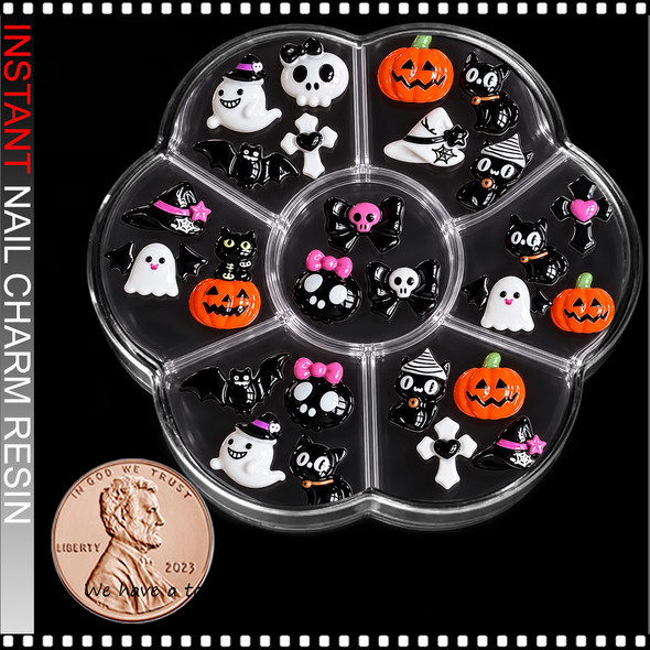 NAIL CHARM RESIN HALLOWEEN  3D MINI GOTHIC & SPOOKY ASSORTED 25/CASE