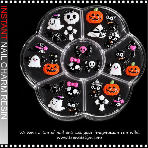 NAIL CHARM RESIN HALLOWEEN  3D MINI GOTHIC & SPOOKY ASSORTED 25/CASE