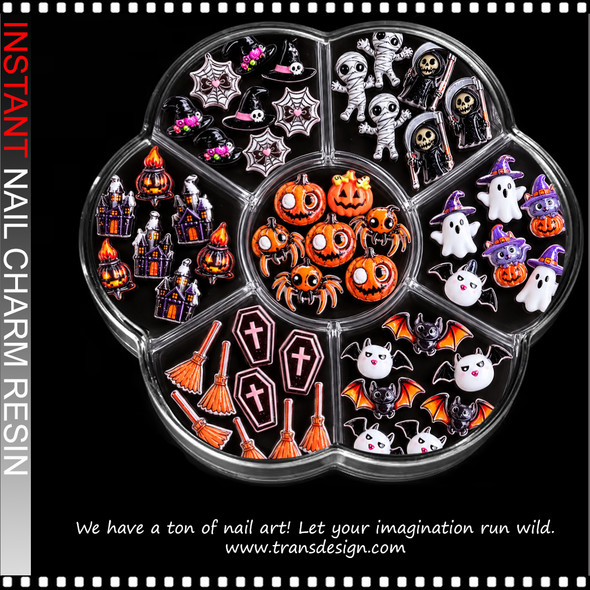 NAIL CHARM RESIN 3D HALLOWEEN GOTHIC STYLE ASSORTED – 47 PCS/CASE