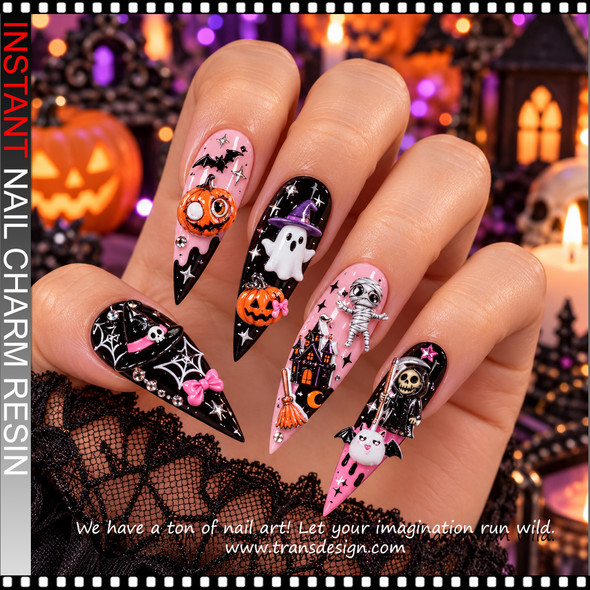NAIL CHARM RESIN 3D HALLOWEEN GOTHIC STYLE ASSORTED – 47 PCS/CASE