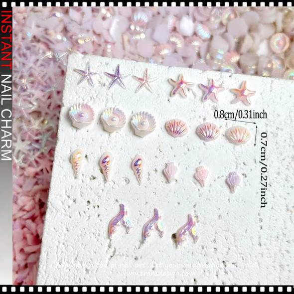 NAIL CHARM RESIN OCEAN-THEMED PINK MIXED STYLE 49-CASE