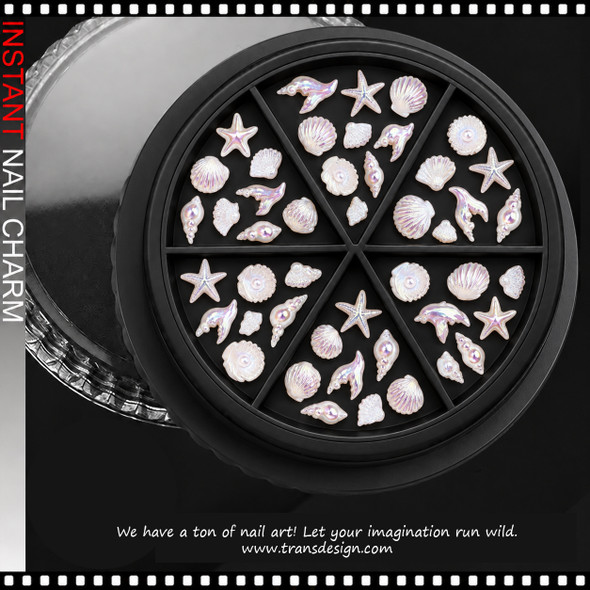 NAIL CHARM RESIN OCEAN-THEMED PINK MIXED STYLE 49-CASE