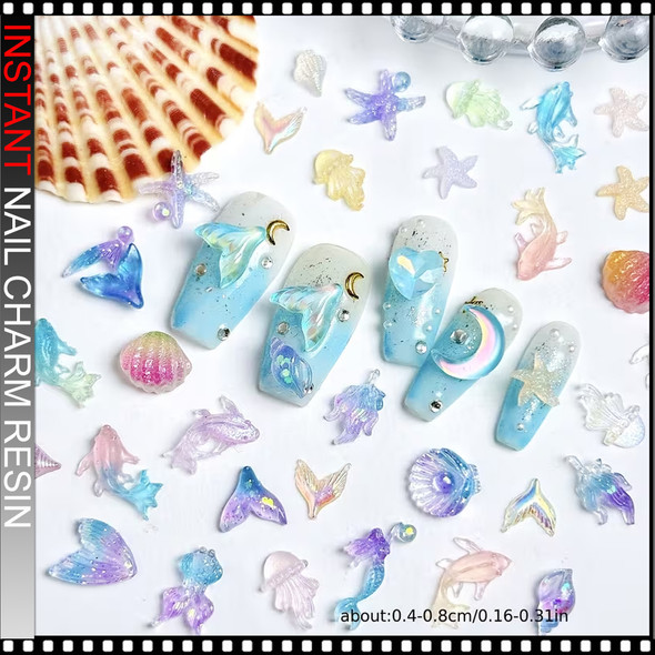 NAIL CHARM RESIN 3D OCEAN-THEMED – 50 PCS/CASE