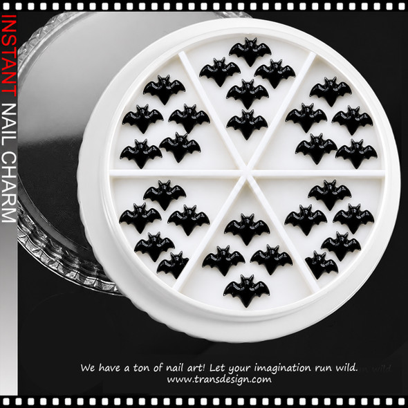 NAIL CHARM RESIN GOTHIC HALLOWEEN BLACK BAT 30-CASE