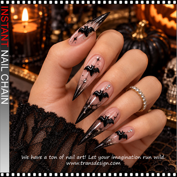 NAIL CHARM RESIN GOTHIC HALLOWEEN BLACK BAT 30-CASE