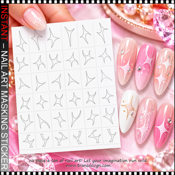 INSTANT NAIL ART MASKING STICKERS – STARBURST & SPARKLE