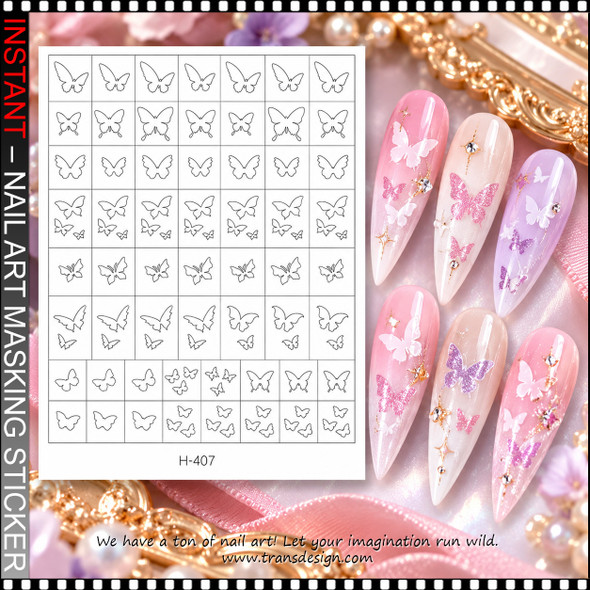 NAIL ART MASKING STICKERS – BUTTERFLIES #H-407