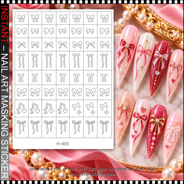 NAIL ART MASKING STICKERS – BOWS & RIBBONS #H-405