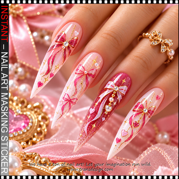NAIL ART MASKING STICKERS – BOWS & RIBBONS #H-405