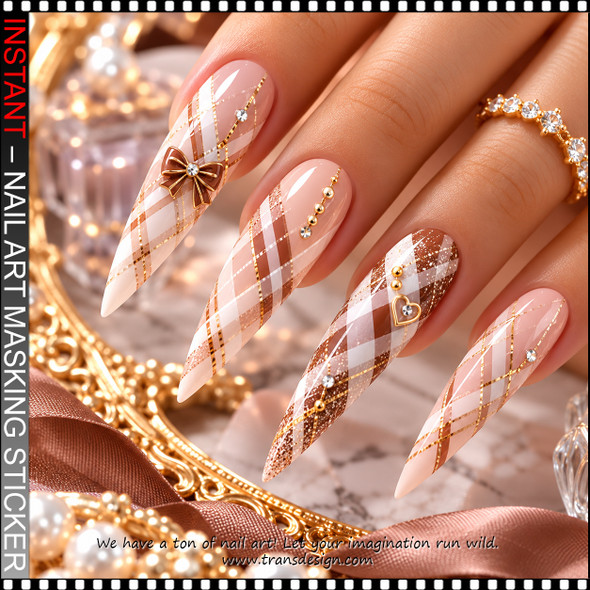 NAIL ART MASKING STICKERS – STRIPES & PLAID #H-030