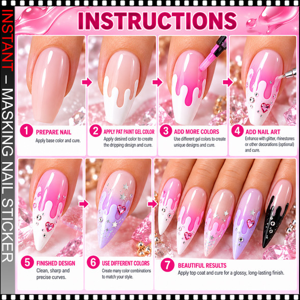 NAIL ART MASKING STICKERS – DOUBLE CURVE FRENCH TIP #H-029