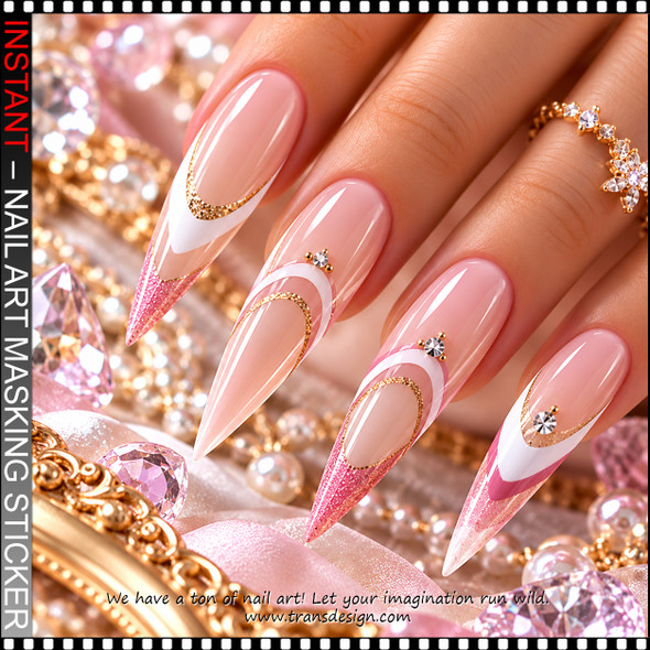 NAIL ART MASKING STICKERS – DOUBLE CURVE FRENCH TIP #H-029