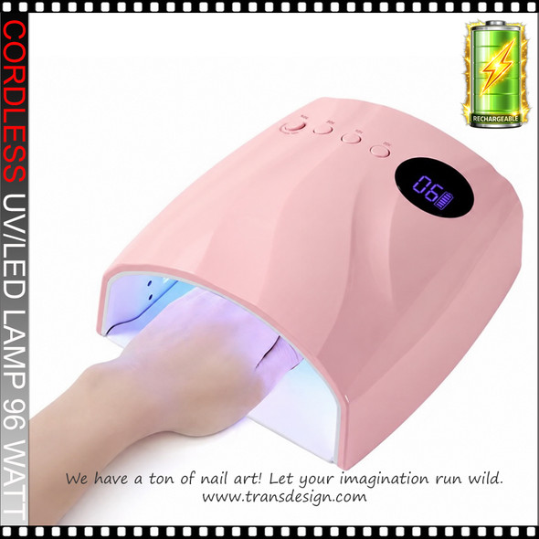 A10 RECHARGEABLE CORDLESS 96W UV/LED NAIL LAMP, PINK