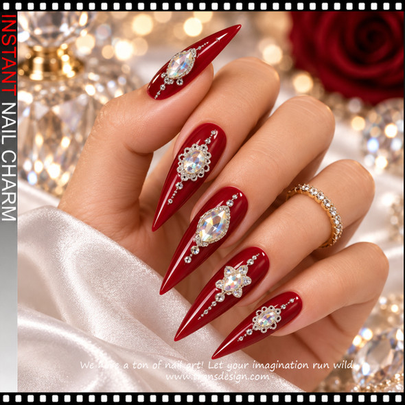NAIL CHARM RHINESTONE - CRYSTAL AB OVAL, MARQUISE & FLORAL SHAPES 6/CASE