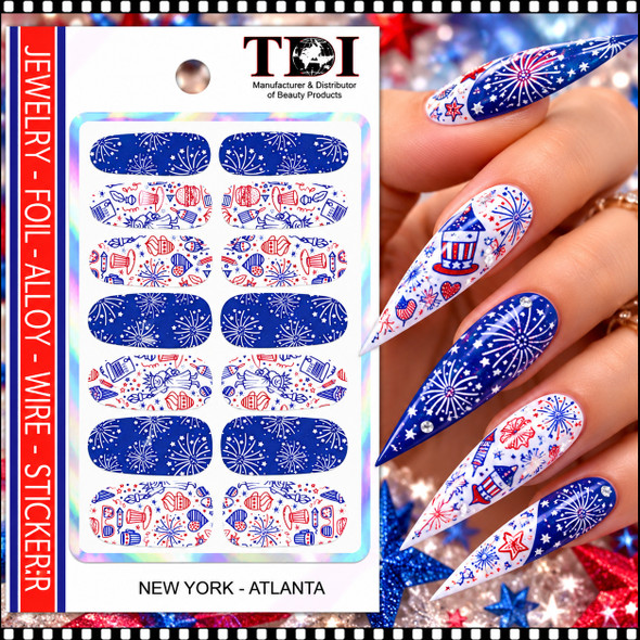 NAIL STICKER – PATRIOTIC FIREWORKS & CELEBRATION #YMY2192 *