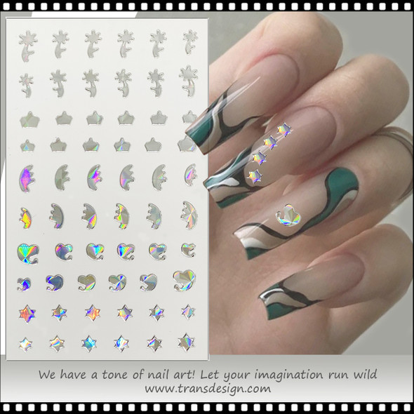 NAIL STICKER Abstraction, Silver Hologram #34678