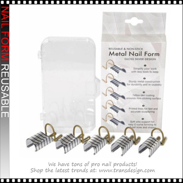 Reusable Aluminum Nail Form | Silver Design 5/Pk