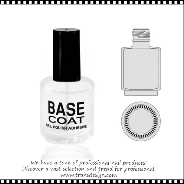 EMPTY GLASS BOTTLE - 'BASE COAT' With Cap 0.5oz 360/Box