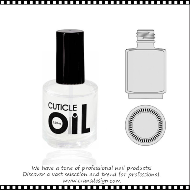 EMPTY GLASS BOTTLE - 'Cuticle Oil' With Cap 0.5oz 90/Tray