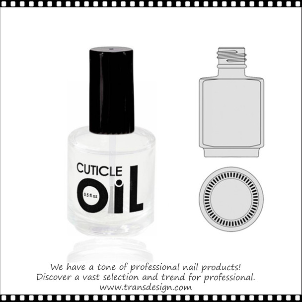 EMPTY GLASS BOTTLE -  'Cuticle Oil' With Cap 0.5oz