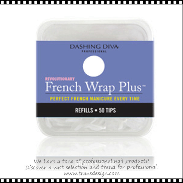DASHING DIVA French Wrap Plus - White Thin Band 50 Tips/Pack