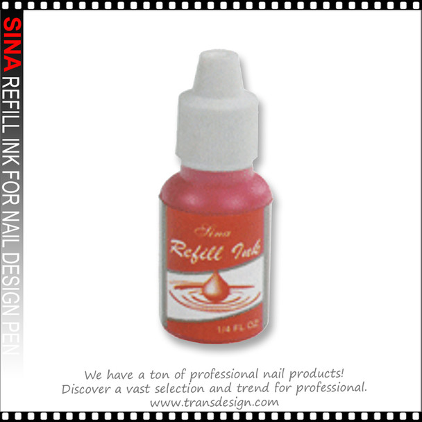 SINA - Refill Ink For Nail Design Pen Red 1/4oz *