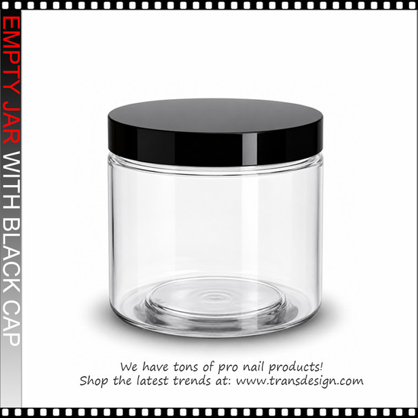 JAR Clear PET with Black Cap 8oz.