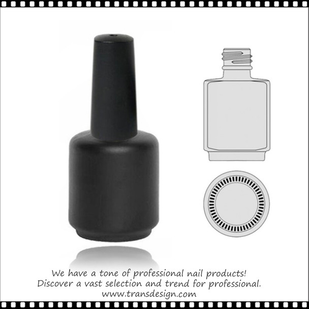 EMPTY GLASS BOTTLE - Black Painted with Cap & Brush 0.5oz.